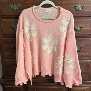 Peach Love Pearled Sweater